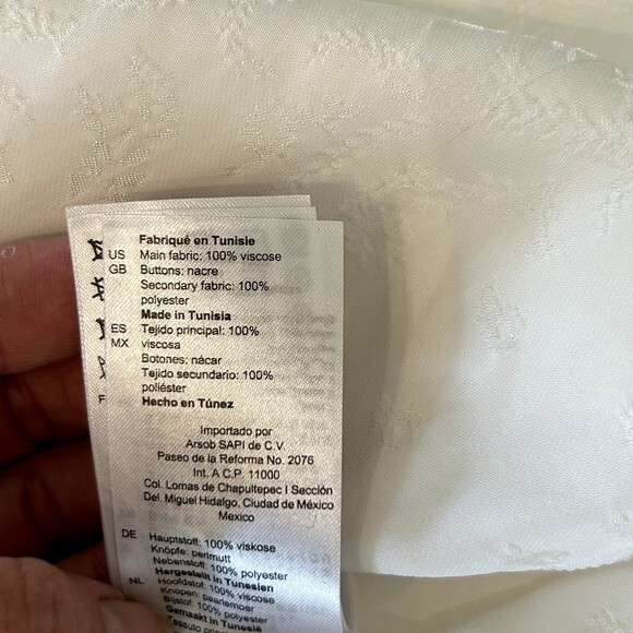 SANDRO Jacquie Long Sleeve Jacquard Blouse Ecru‎ Off White Top Size 3 Lg ($295) - Picture 7 of 10